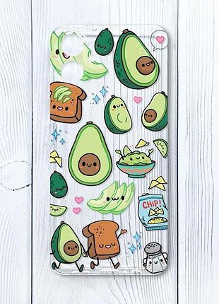 Прозрачный чехол на samsung galaxy a06 (a065) милашки авокадо каваи (принт 305)