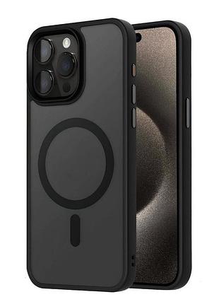 Матовий чохол на iphone 16 pro чорний з magsafe