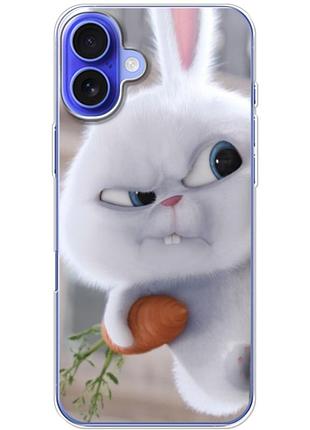 Чехол силиконовый с картинкой на iphone 16 plus (кролик снежок)