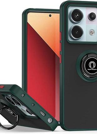Чехол fiji colorframe для poco x6 5g матовый бампер с кольцом подставкой green
