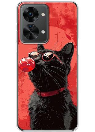 Чохол силіконовий з картинкою на oneplus nord 2t (стильний котик)