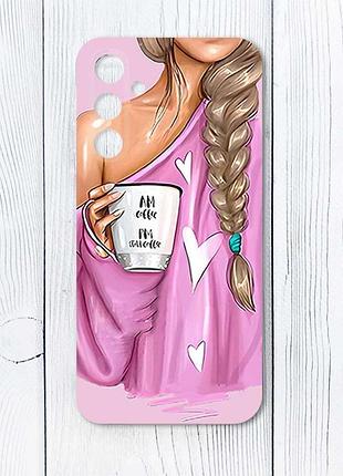 Прозорий чохол на samsung galaxy a16 5g дівчина з кавою (принт 58)