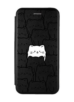 Чехол-книжка черный с рисунком на samsung galaxy a16 5g котики (принт 392)
