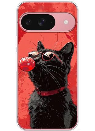 Чехол силиконовый с картинкой на google pixel 9 (стильный котик)