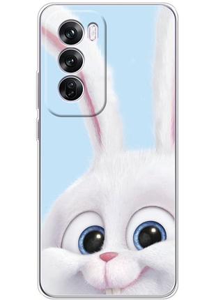 Чехол силиконовый с картинкой на oppo reno 12 pro (кролик снежок)