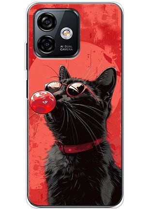 Чехол силиконовый с картинкой на ulefone note 16 pro (стильный котик)