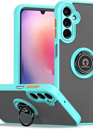 Чехол fiji colorframe для samsung galaxy a15 4g / a15 5g матовый бампер с кольцом подставкой turquoise