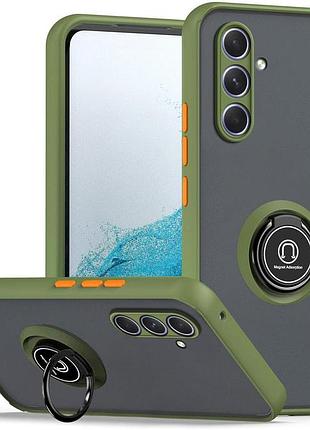 Чохол fiji colorframe для samsung galaxy a35 5g (a356) матовий бампер з кільцем підставкою khaki