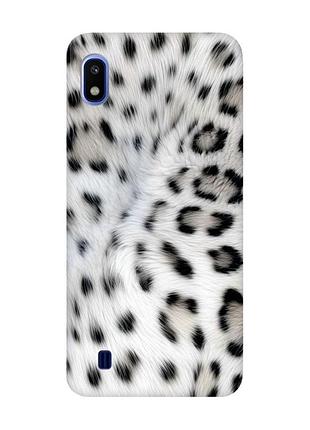 Матовый чехол с розовыми боками на samsung galaxy a10 (2019) a105 белый леопард (принт 398)