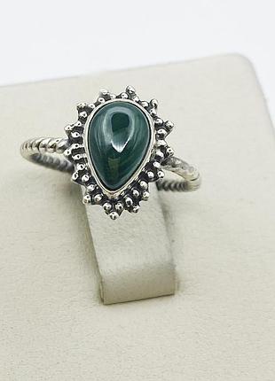 Кольцо серебряное с малахитом 16,5 2,25 г