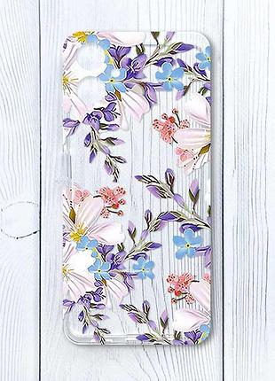 Прозрачный чехол на samsung galaxy a06 (a065) цветочный рисунок (принт 272)