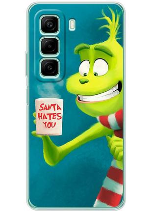 Чехол силиконовый с картинкой на infinix hot 50 (новогодний, гринч)