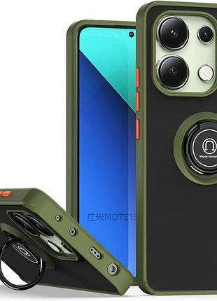 Чохол fiji colorframe для xiaomi redmi note 13 матовий бампер з кільцем підставкою khaki