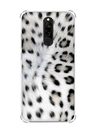 Чехол с утолщенными углами на xiaomi redmi 8 белый леопард (принт 398)