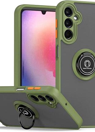 Чехол fiji colorframe для samsung galaxy a05s (a057) матовый бампер с кольцом подставкой khaki