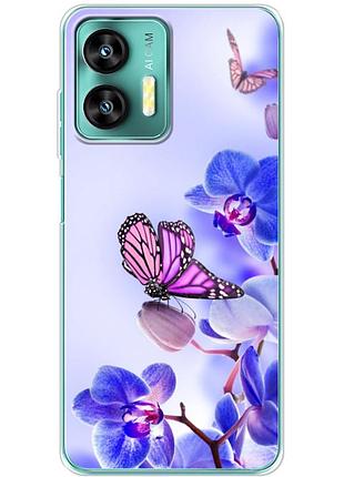 Чохол силіконовий з картинкою на oukitel c35 (квітка, метелик на орхідеї)
