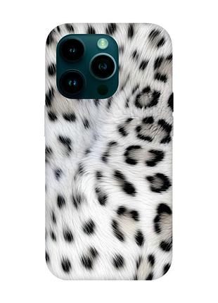 Матовий чохол з рожевими боками на iphone 14 pro білий леопард (принт 398)
