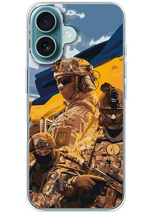 Чехол силиконовый с картинкой на iphone 16 (патриотический, воины всу)