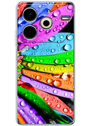 Чехол силиконовый с картинкой на tecno pova 6 neo (цветные листья)