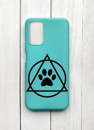 Матовий чохол на xiaomi redmi 9t бірюзовий логотип квадроберів (принт 394)