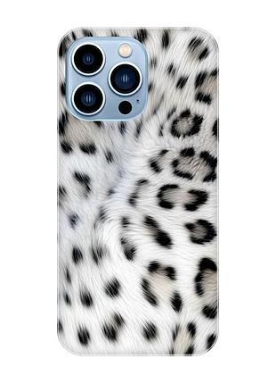 Магнитный чехол на iphone 13 pro max с поддержкой magsafe белый леопард (принт 398)
