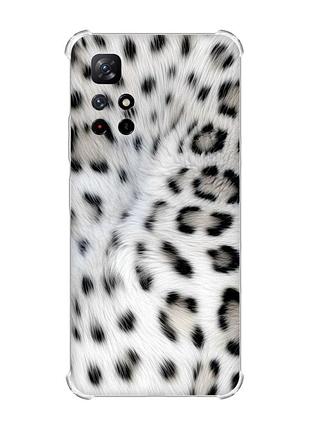 Чохол з потовщеними кутами на xiaomi redmi note 11 4g білий леопард (принт 398)