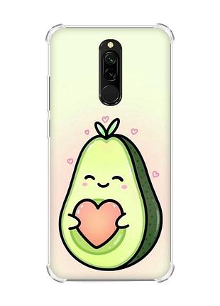 Чехол с утолщенными углами на xiaomi redmi 8 кавай авокадо с сердечком (принт 310)