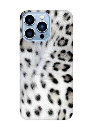 Матовий чохол з рожевими боками на iphone 13 pro max білий леопард (принт 398)