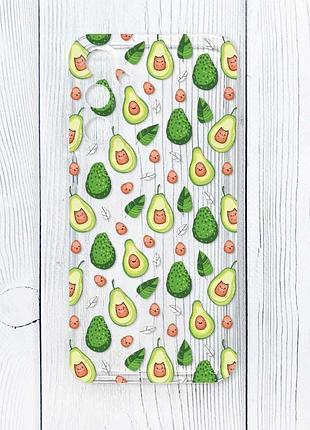 Прозрачный чехол на samsung galaxy a16 5g авокадо с котиками (принт 301)