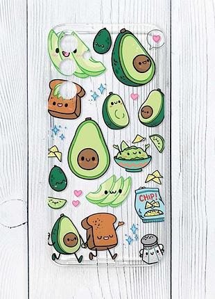 Прозрачный чехол на samsung galaxy a16 5g милашки авокадо каваи (принт 305)