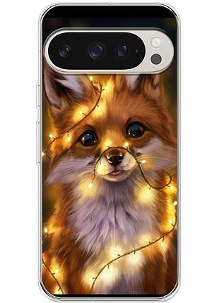 Чехол силиконовый с картинкой на google pixel 9 pro (новогодний, лисичка)