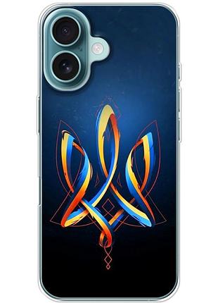 Чохол силіконовий з картинкою на iphone 16 (патріотичний, герб україни)