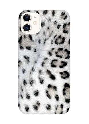 Матовый чехол с розовыми боками на iphone 11 (6.1) белый леопард (принт 398)