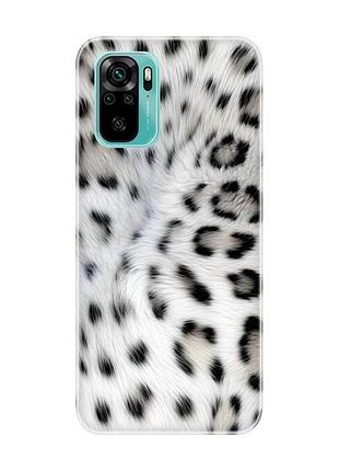 Чехол на xiaomi redmi note 10 / note 10s белый леопард (принт 398)