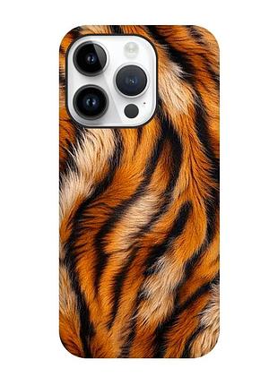 Матовий чохол з чорними боками на iphone 14 pro тигрове хутро (принт 395)