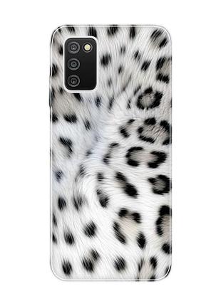 Чехол на samsung galaxy a03s белый леопард (принт 398)