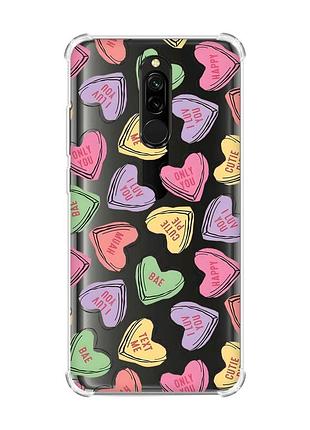Чохол з потовщеними кутами на xiaomi redmi 8 сердечка з текстом (принт 333)