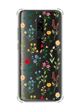 Чохол з потовщеними кутами на xiaomi redmi 8 квітковий фон (принт 269)