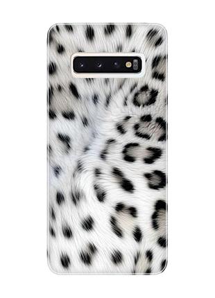 Чехол на samsung galaxy s10 белый леопард (принт 398)
