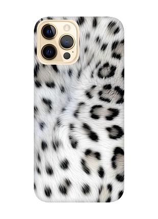 Матовый чехол с розовыми боками на iphone 12 pro max белый леопард (принт 398)