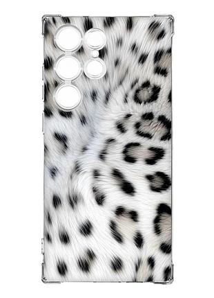 Чехол с утолщёнными углами на samsung galaxy s23 ultra белый леопард (принт 398)