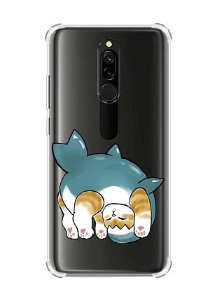 Чехол с утолщенными углами на xiaomi redmi 8 котенок акула (принт 378)