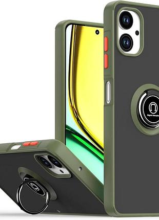 Чехол fiji colorframe для samsung galaxy a06 (a065) матовый бампер с кольцом подставкой khaki