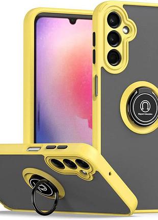 Чехол fiji colorframe для samsung galaxy a15 4g / a15 5g матовый бампер с кольцом подставкой yellow