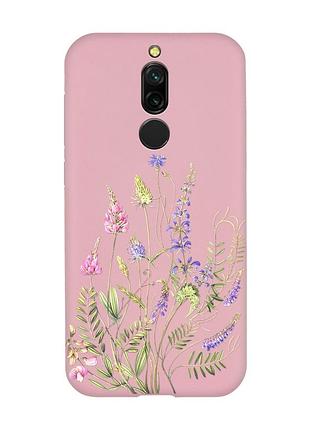 Матовий рожевий чохол на xiaomi redmi 8 квіткова ідилія (принт 382)