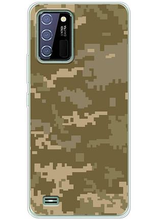 Чехол силиконовый с картинкой на oukitel c25 (патриотический, камуфляж пиксель)