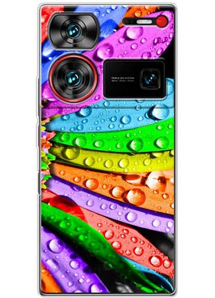 Чехол силиконовый с картинкой на zte nubia z60 ultra (цветные листья)