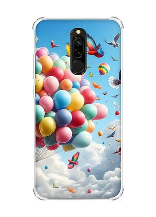 Чехол с утолщенными углами на xiaomi redmi 8 воздушные шарики (принт 365)