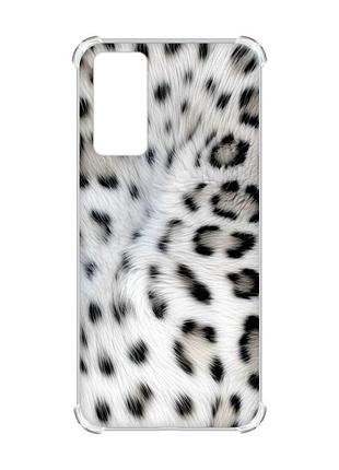 Чехол с утолщёнными углами на samsung galaxy s20 белый леопард (принт 398)
