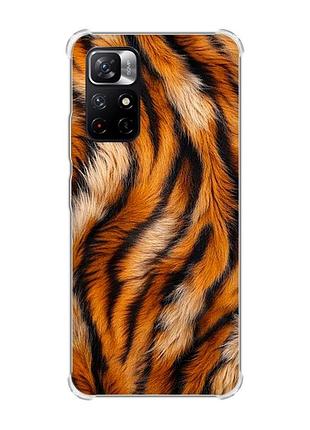 Чехол с утолщёнными углами на xiaomi redmi note 11 5g тигровый мех (принт 395)